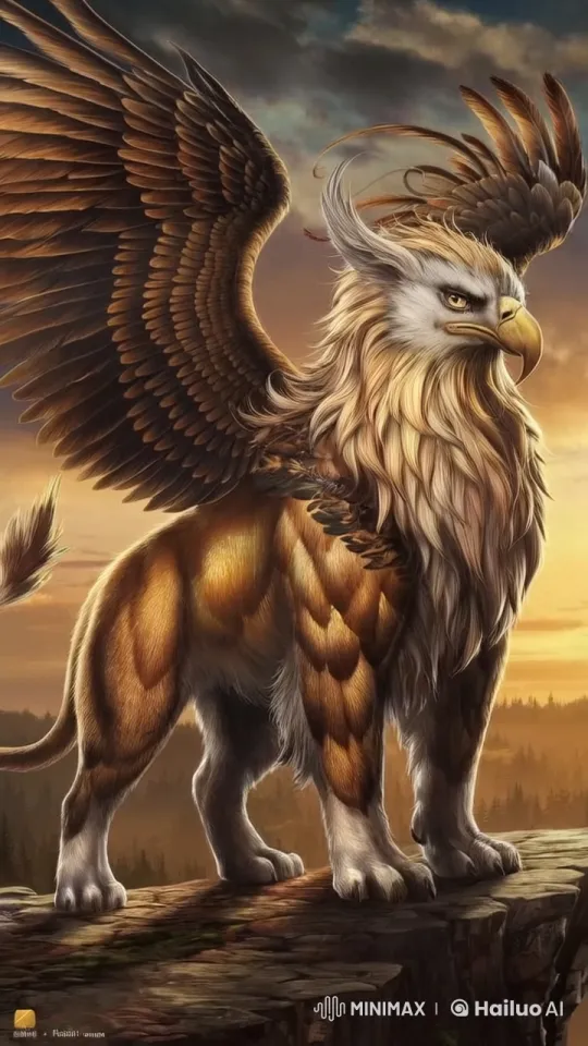 Majestic Lion-Eagle Hybrid Soars Over Forest – AI Generated Video | Hailuo AI