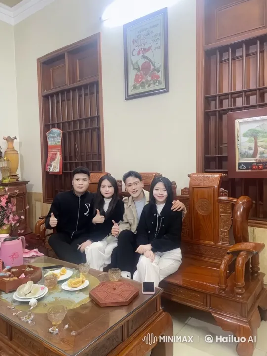 Four Friends Showcase Kungfu Skills in Living Room – AI Generated Video | Hailuo AI