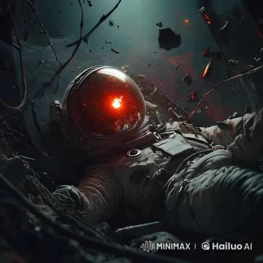 Astronaut Adrift Amidst Space Debris and a Dying Star – AI Generated Video | Hailuo AI