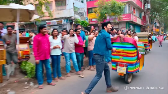 Virat Kohli's Whimsical Rickshaw Ride in Bustling Street – AI Generated Video | Hailuo AI