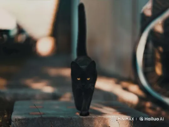 Black Cat Serenades with Butterfly Amid Thunderstorm – AI Generated Video | Hailuo AI