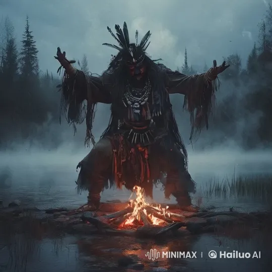 Shamanic Dance by the Campfire in Mystical Forest – AI Generated Video | Hailuo AI