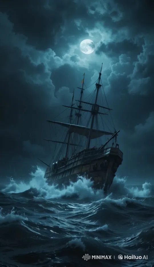 Sailing Ship Battling Stormy Night Adventure – AI Generated Video | Hailuo AI