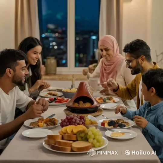 Algerian Family Celebrates Ramadan Iftar Together – AI Generated Video | Hailuo AI