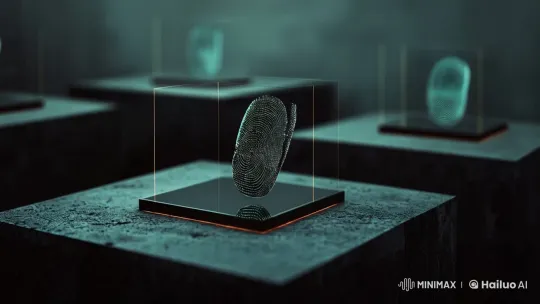 Futuristic Exhibit Showcases Holographic Fingerprints – AI Generated Video | Hailuo AI