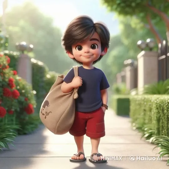 Boy Walking Joyfully Through Lush Garden – AI Generated Video | Hailuo AI