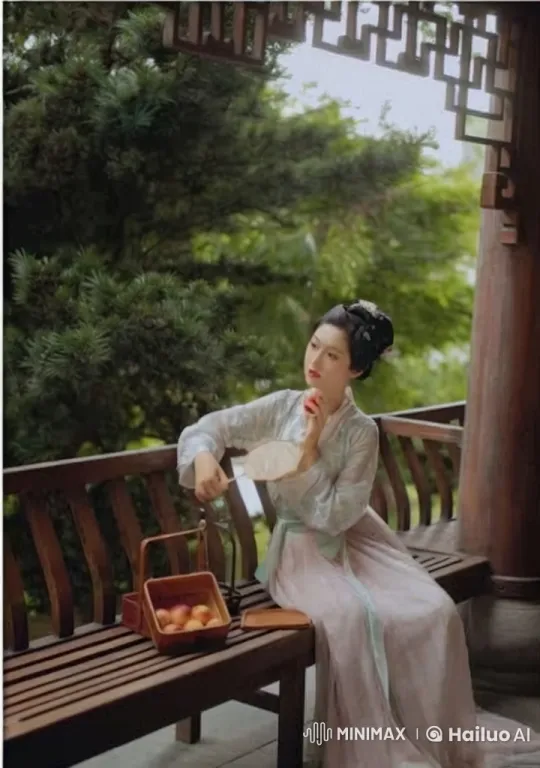 Traditional Garden: Woman and Giant Cat's Whimsical Embrace – AI Generated Video | Hailuo AI