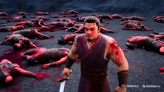 Warrior's Humble Apology Amidst Battle's Aftermath – AI Generated Video | Hailuo AI
