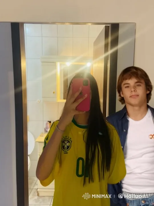 Girl and Boy Share Affectionate Moment in Bathroom – AI Generated Video | Hailuo AI
