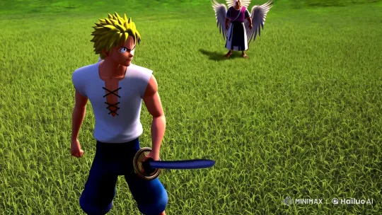 High-Stakes Duel: Zoro vs. Mihawk in Sunlit Field – AI Generated Video | Hailuo AI