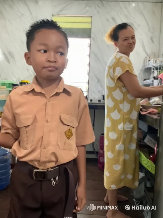 Boy Fights Imaginary Enemies in Kitchen – AI Generated Video | Hailuo AI