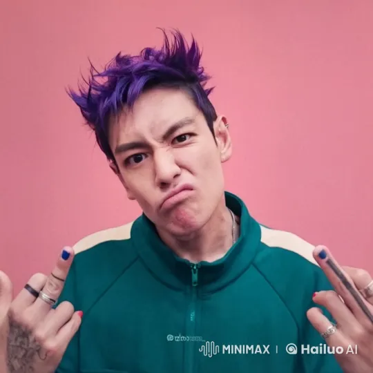Purple-haired Rebel Combs Hair with Fork in Quirky Video – AI Generated Video | Hailuo AI
