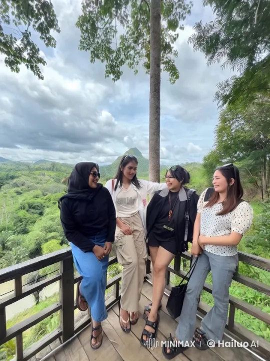 Friends Enjoying Scenic View with Playful Kung Fu Poses – AI Generated Video | Hailuo AI