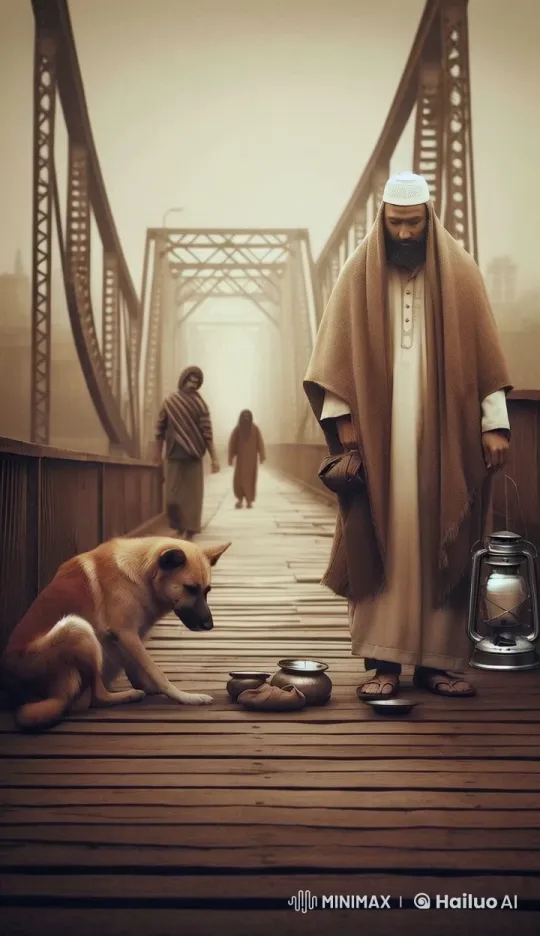 Man and Dog Connect on Foggy Bridge – AI Generated Video | Hailuo AI