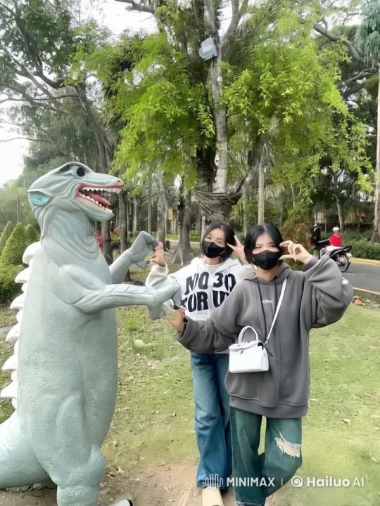 Playful Kung Fu Fight with Animated Dinosaur Statue – AI Generated Video | Hailuo AI