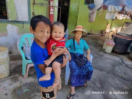 Outdoor Play: Children and Elder Engage in Joyful Interaction – AI Generated Video | Hailuo AI
