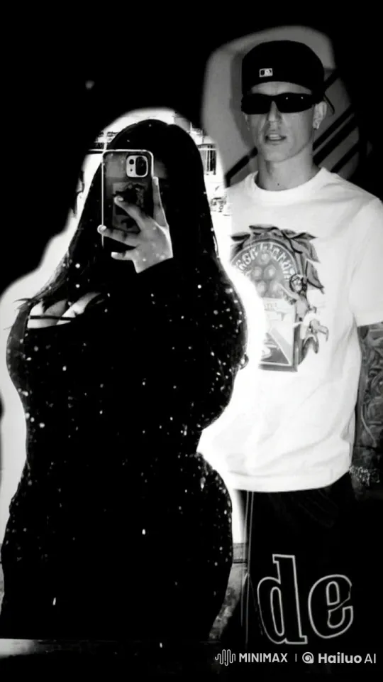 Couple's Affectionate Mirror Selfie in Black and White – AI Generated Video | Hailuo AI