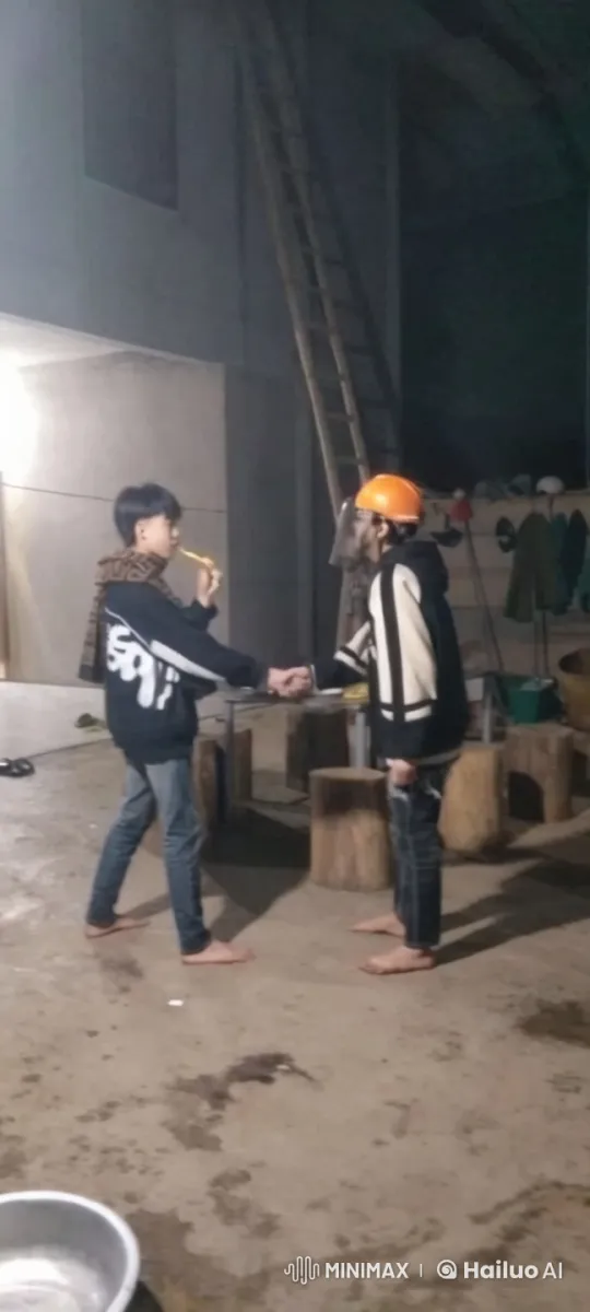 Young Fighters Showcase Kungfu Skills in Garage Setting – AI Generated Video | Hailuo AI