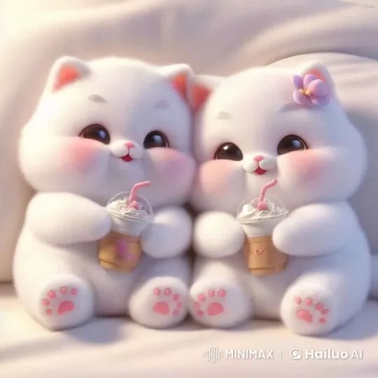 Cuddle Up: Adorable Plush Cats Enjoy Tea Time – AI Generated Video | Hailuo AI
