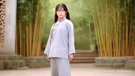 Young Woman Practicing Kung Fu in Serene Setting – AI Generated Video | Hailuo AI