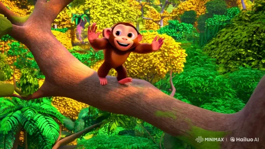 Monkey Leaps Joyfully Through Lush Tropical Forest – AI Generated Video | Hailuo AI