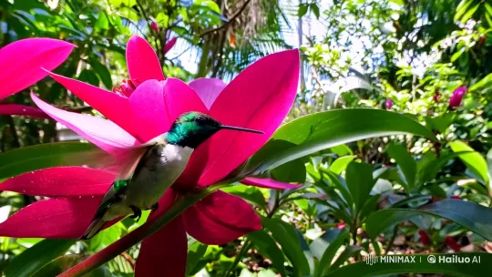 Hummingbird Engages in Pollination Dance – AI Generated Video | Hailuo AI