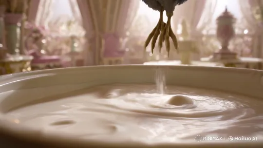 Surreal Bird with Human Feet in Milk Tub – AI Generated Video | Hailuo AI
