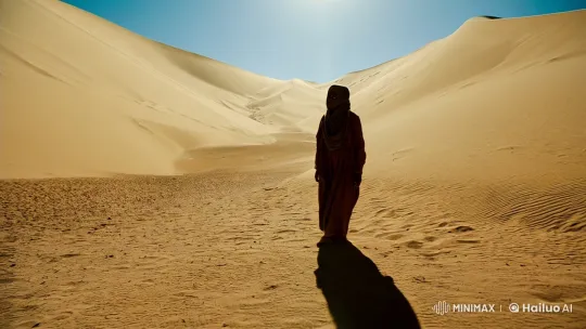 Solitary Traveler's Journey Across Vast Desert – AI Generated Video | Hailuo AI