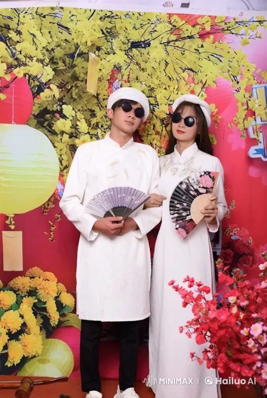 Traditional Attire Kung-Fu Fight Against Festive Backdrop – AI Generated Video | Hailuo AI