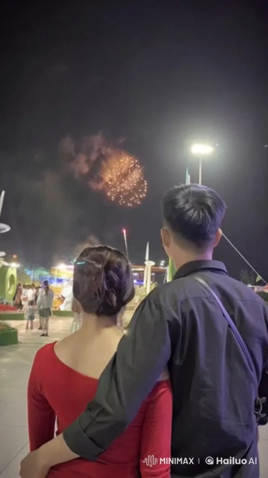 Romantic Couple Transforms into Fierce Fighters Amidst Fireworks – AI Generated Video | Hailuo AI