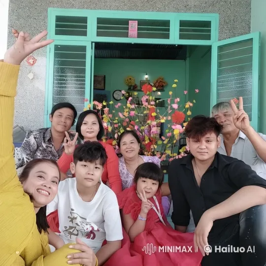 Festive Gathering with Peaceful Poses and Bright Atmosphere – AI Generated Video | Hailuo AI