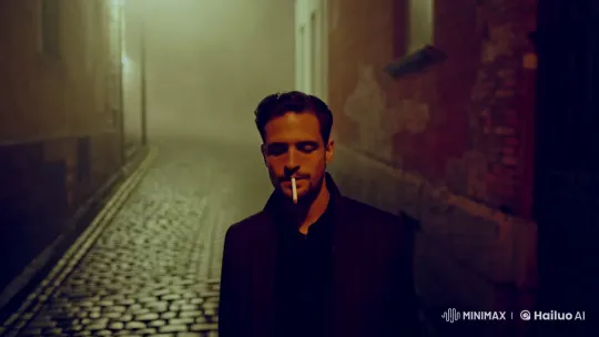 Man in Alley: Contemplative Mood with Aesthetic Lighting – AI Generated Video | Hailuo AI