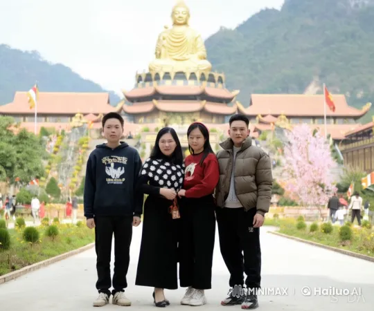 Four Friends Perform Martial Arts in Front of Pagoda – AI Generated Video | Hailuo AI