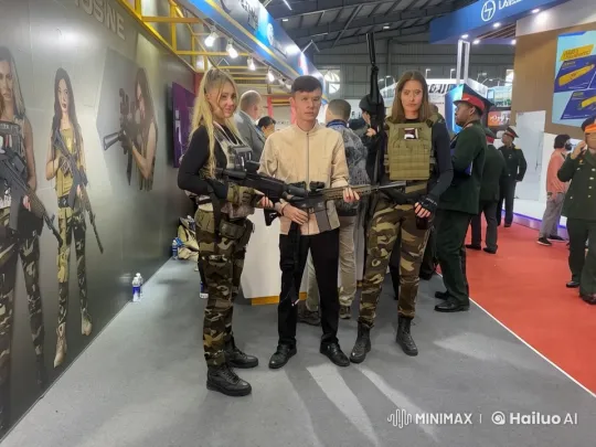 Tactical Exhibition Booth with Dynamic Attendees – AI Generated Video | Hailuo AI