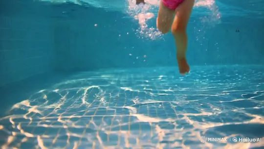 Child's Graceful Fall in Pristine Pool Captured – AI Generated Video | Hailuo AI