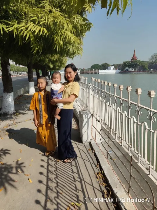 Woman and Child Practice Kung Fu by Peaceful Lakeside – AI Generated Video | Hailuo AI