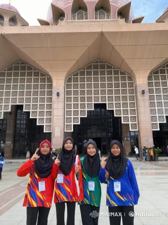 Colorful Hijabs Perform Kung Fu in Front of Ornate Building – AI Generated Video | Hailuo AI