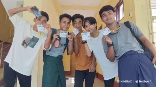 Young Men Display IDs, Then Playfully Spar in Hallway – AI Generated Video | Hailuo AI