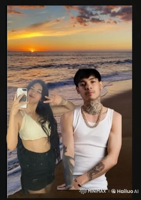 Romantic Couple Shares Kiss on Sunset Beach – AI Generated Video | Hailuo AI