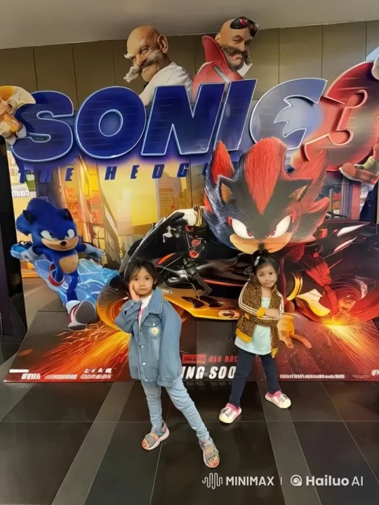 Sonic the Hedgehog 3: Kids Mimic Kung Fu Moves with Animated Characters – AI Generated Video | Hailuo AI