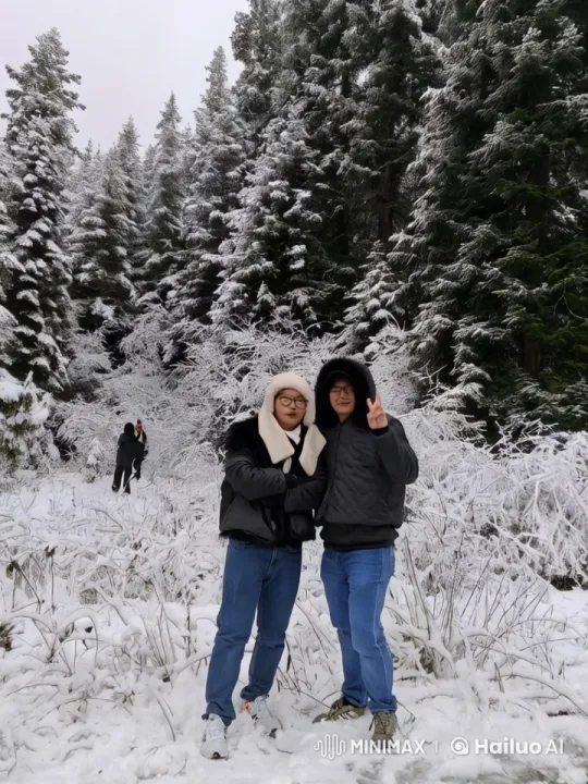 Friends Enjoy Playful Kungfu in Snowy Forest – AI Generated Video | Hailuo AI