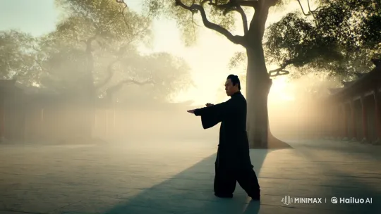Mist-Laden Kung Fu Master's Tranquil Mastery – AI Generated Video | Hailuo AI
