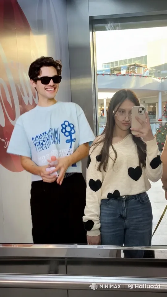 Young Couple Shares Romantic Moment in Holiday Mall – AI Generated Video | Hailuo AI