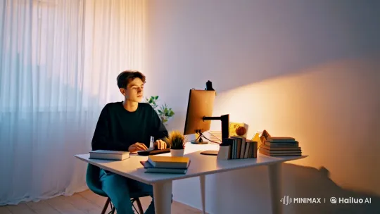 Vibrant Serenity: A Content Creator's Workspace Journey – AI Generated Video | Hailuo AI