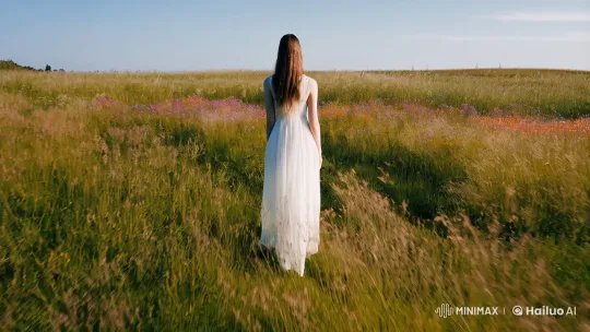 Solitary Woman in Vast Field: Aesthetic Journey – AI Generated Video | Hailuo AI