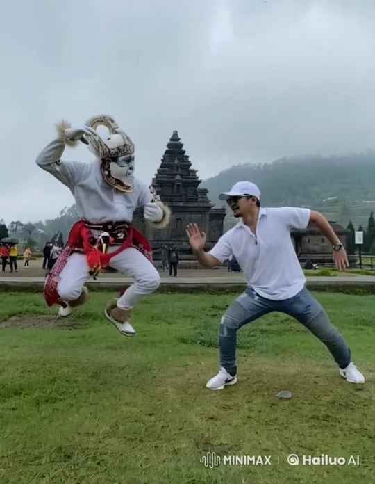 Traditional and Casual Dancers in Ancient Temple Setting – AI Generated Video | Hailuo AI