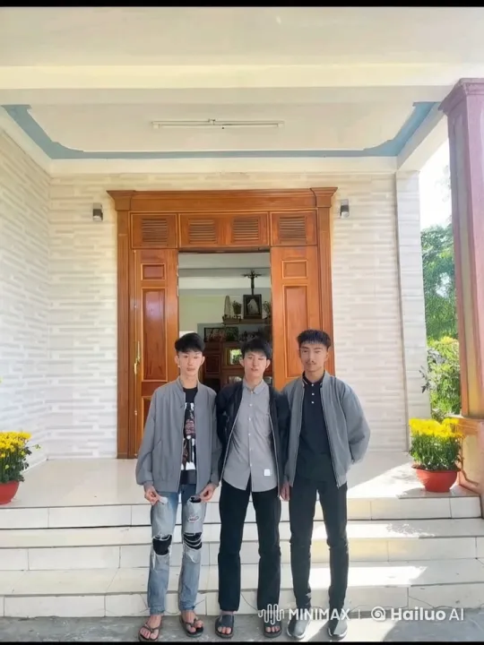Three Young Men Displaying Kungfu Poses in Serene Setting – AI Generated Video | Hailuo AI