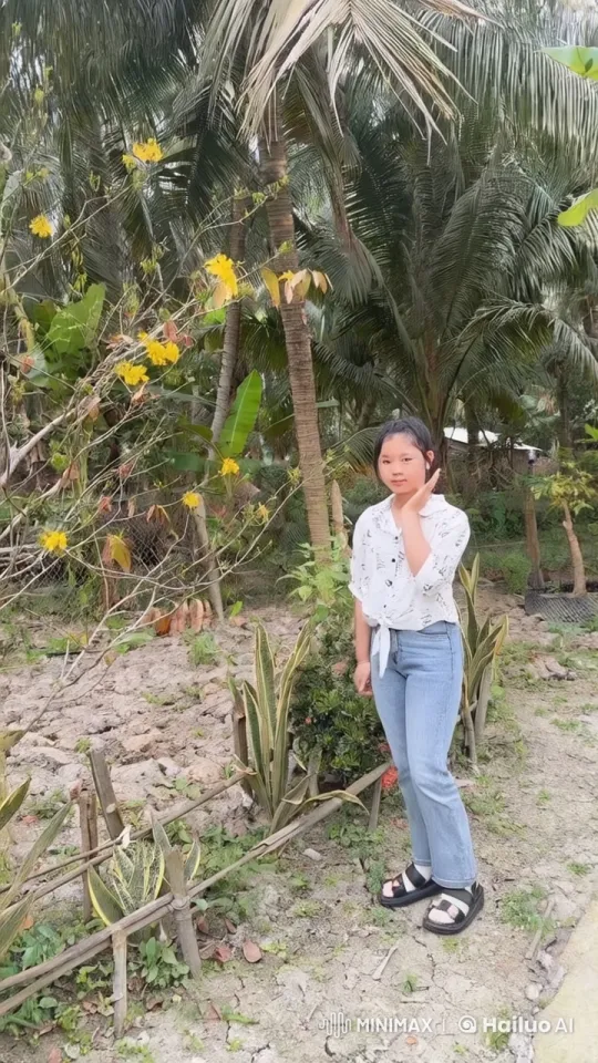 Young Person in Serene Tropical Garden – AI Generated Video | Hailuo AI