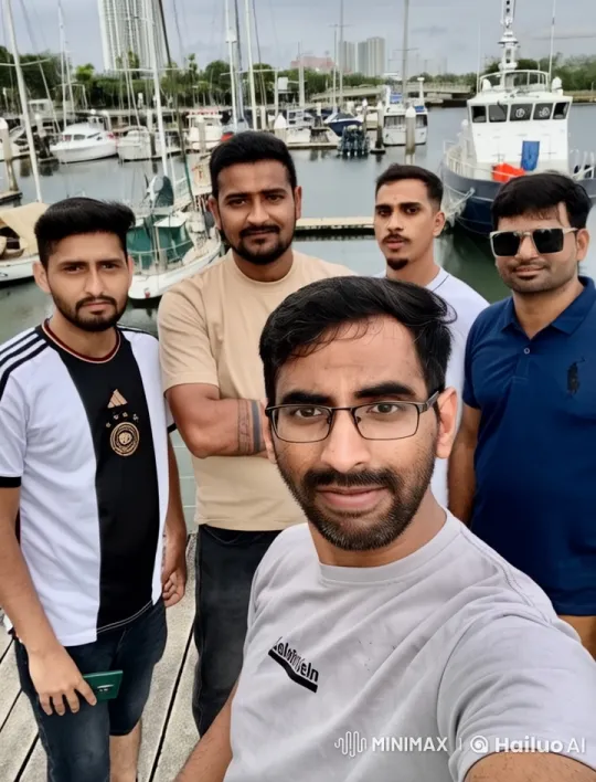 Five Friends Practice Kungfu on Marina Dock – AI Generated Video | Hailuo AI