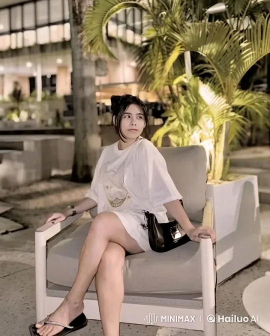 Woman Relaxing in Modern Outdoor Space – AI Generated Video | Hailuo AI